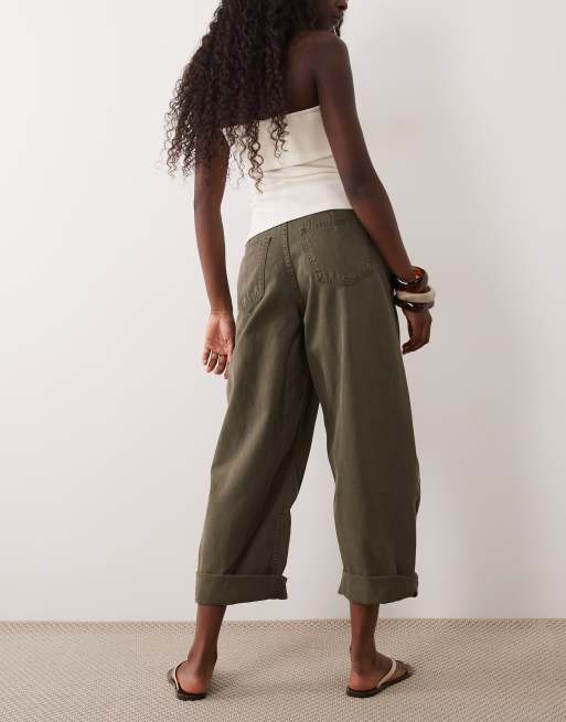ASOS DESIGN Barrel mit Naht vorn und Umschlag in verwaschenem Khaki, 2 von 5