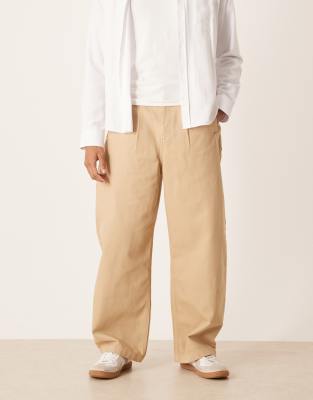Asos Design Barrel Pants In Neutral