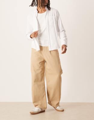 Asos Design Barrel Pants In Neutral