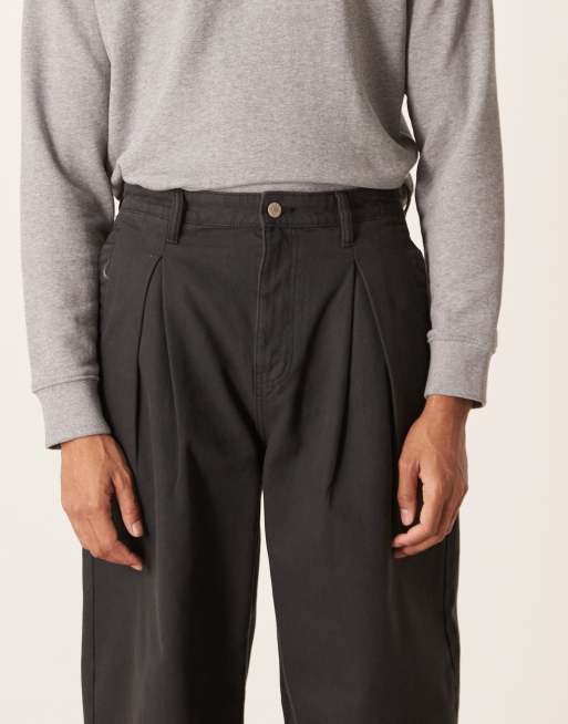 ASOS DESIGN barrel pants in black with pleats, 4 of 5