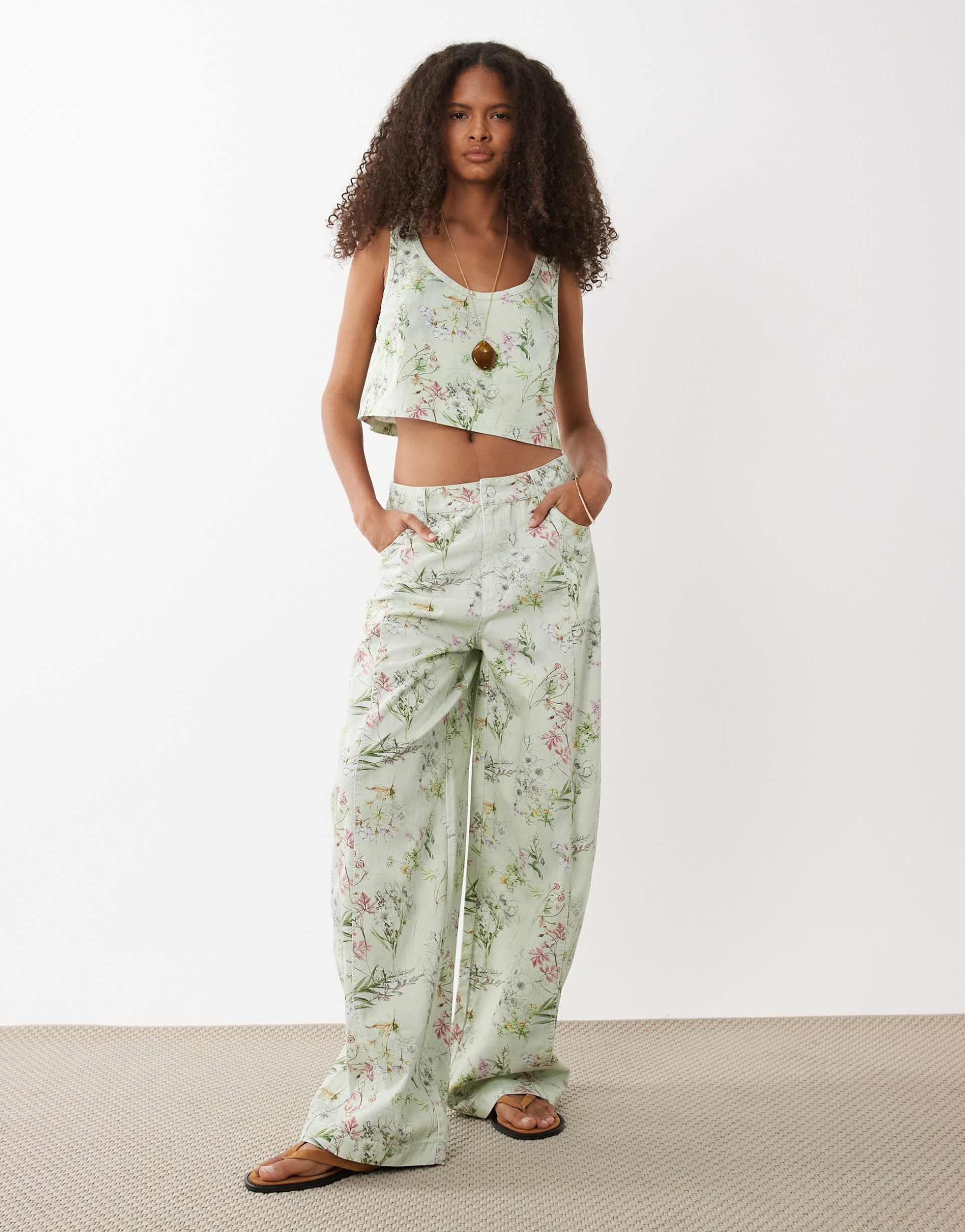 asos design barrel pants in floral print