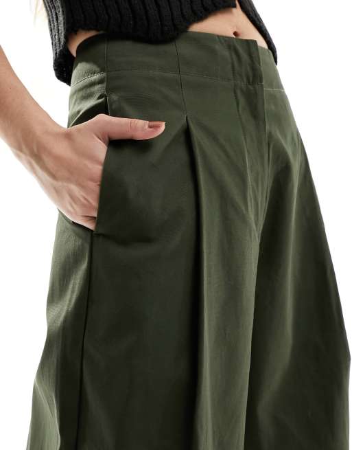 ASOS DESIGN barrel leg pants in khaki