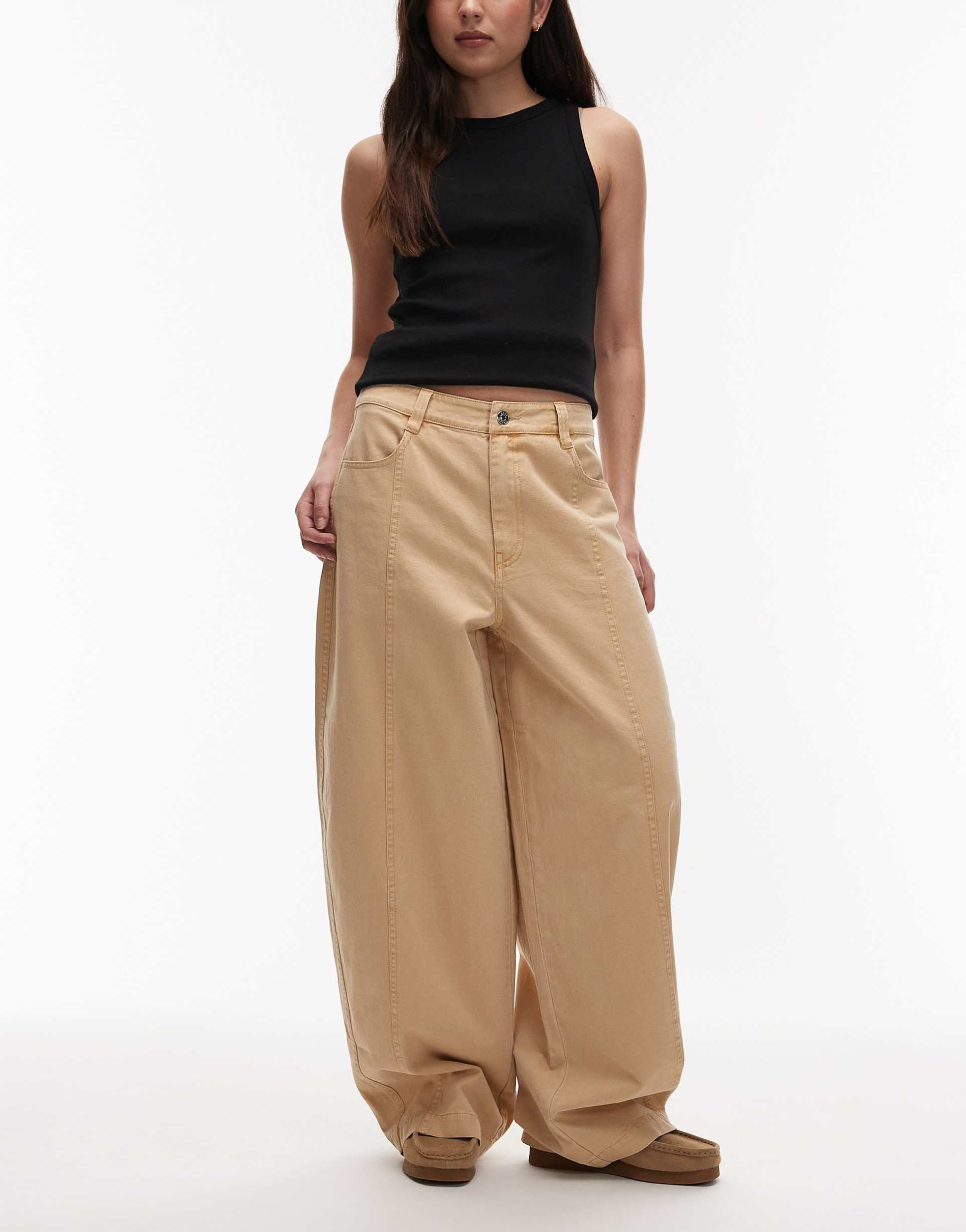 asos design barrel pants in toffee
