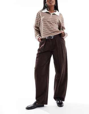 Asos Design Barrel Pants With Belt In Brown