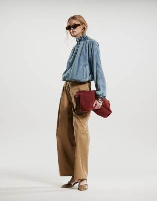 Asos Design Barrel Pants With Pocket Detail In Sesame-brown