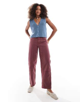 Asos Design Barrel Pants With Seam Detail In Multi