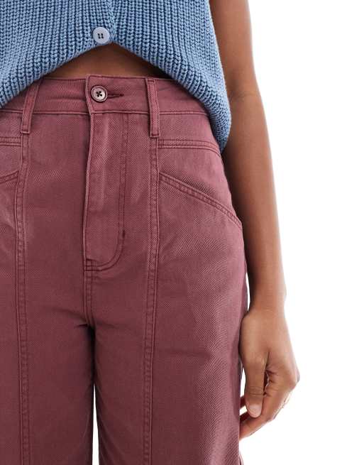 ASOS DESIGN barrel pants with seam detail in washed plum, 5 of 5