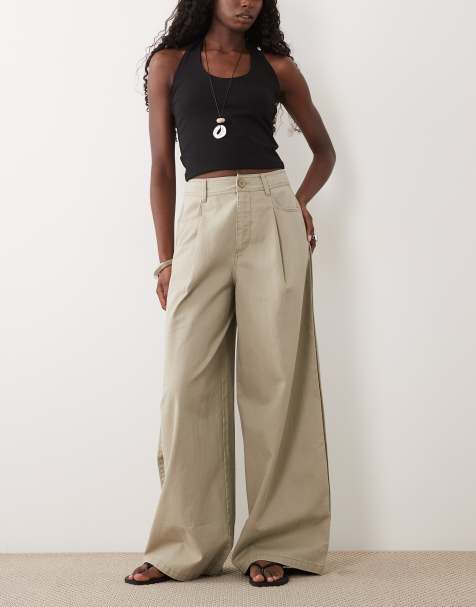 ASOS DESIGN barrel pants with side panel detail in stone - view 1