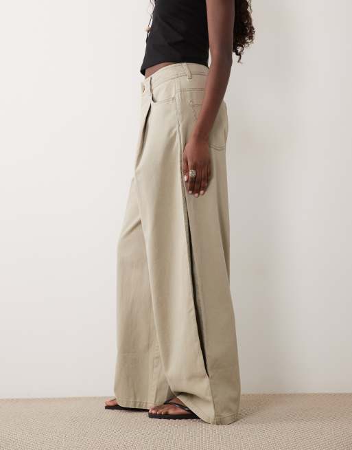 ASOS DESIGN barrel pants with side panel detail in stone, 2 of 5