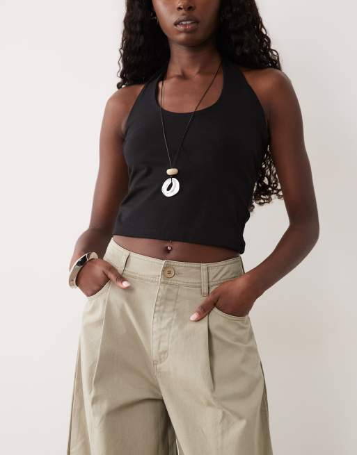 ASOS DESIGN barrel pants with side panel detail in stone, 3 of 5