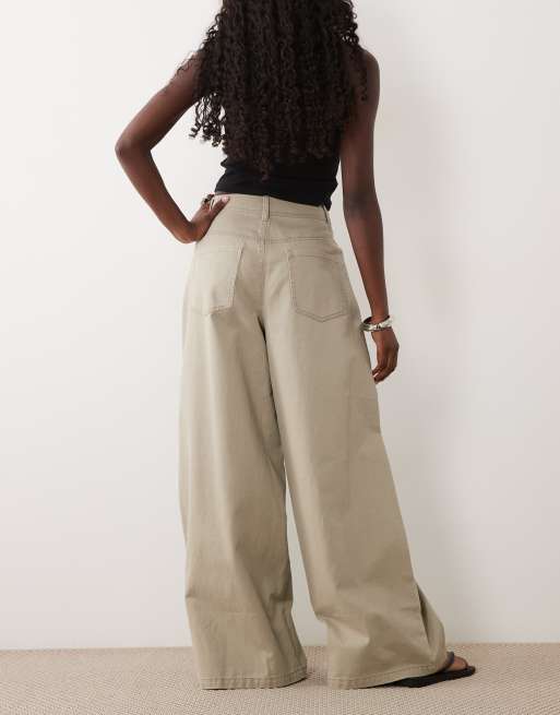 ASOS DESIGN barrel pants with side panel detail in stone, 5 of 5