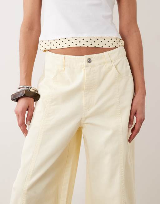 ASOS DESIGN barrel pants with washed effect in buttermilk, 4 of 5