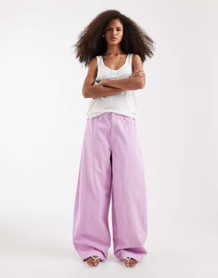 ASOS DESIGN barrel pants with washed effect in lilac