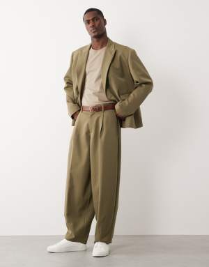 ASOS DESIGN barrel suit trousers in dusty green