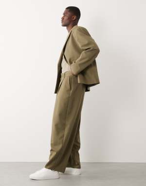 ASOS DESIGN barrel suit trousers in dusty green