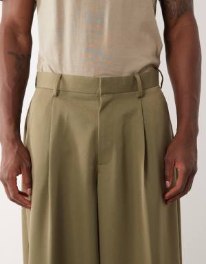 ASOS DESIGN barrel suit trousers in dusty green