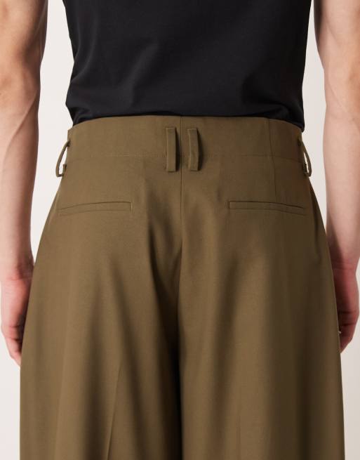 ASOS DESIGN barrel suit trousers in olive green twill, 4 of 5