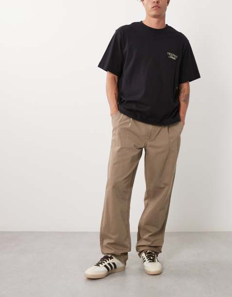 ASOS DESIGN barrel trouser in brown with pleat