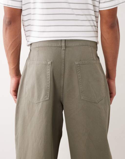 ASOS DESIGN barrel trouser in khaki with pleats, 5 of 5