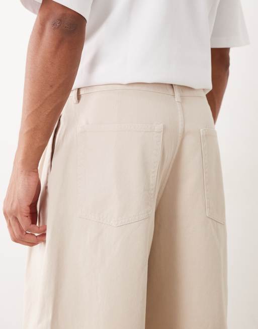 ASOS DESIGN barrel trouser in stone with pleats, 5 of 5