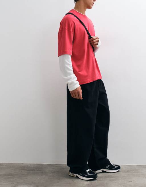 ASOS DESIGN barrel trouser with pleats in black, 5 of 5