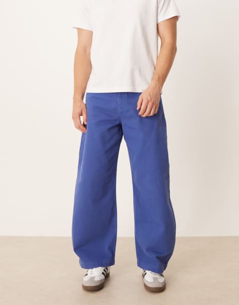 ASOS DESIGN barrel trousers in blue - view 1