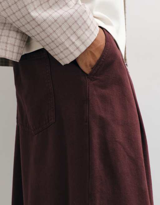 ASOS DESIGN barrel trousers in burgundy, 5 of 5