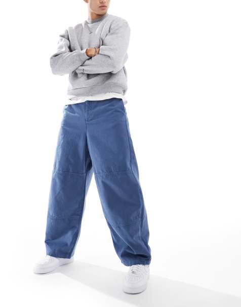 ASOS DESIGN barrel trousers in washed blue - view 1