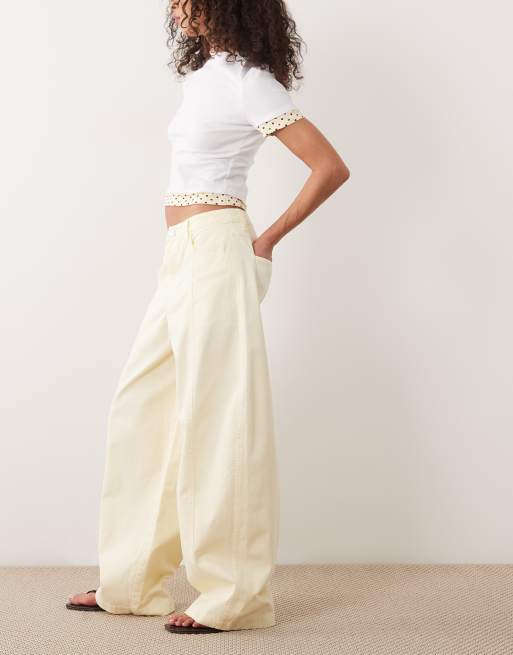 ASOS DESIGN barrel trousers with washed effect in buttermilk, 2 of 5