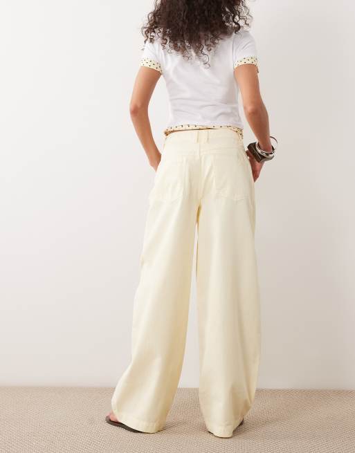 ASOS DESIGN barrel trousers with washed effect in buttermilk, 3 of 5