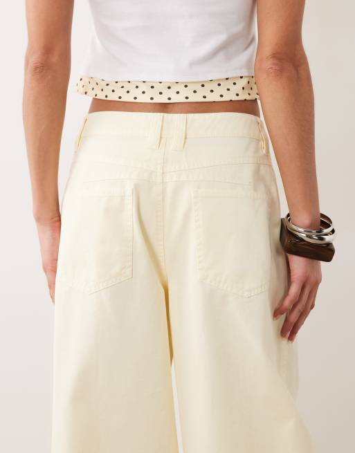 ASOS DESIGN barrel trousers with washed effect in buttermilk, 5 of 5