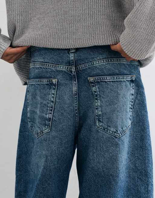 ASOS DESIGN barrel with side seam jeans in mid wash blue, 5 of 5