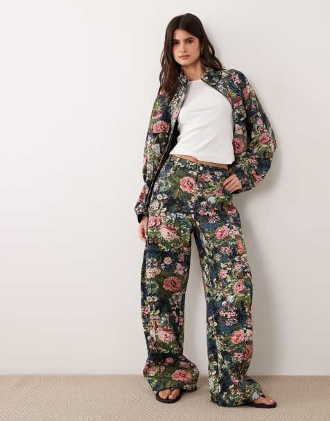 ASOS DESIGN barrelbroek co-ord met bloemenprint - view 1