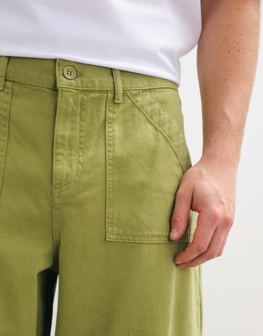 ASOS DESIGN barrelbroek in olijfgroen met opgestikte zakken, 3 van 5
