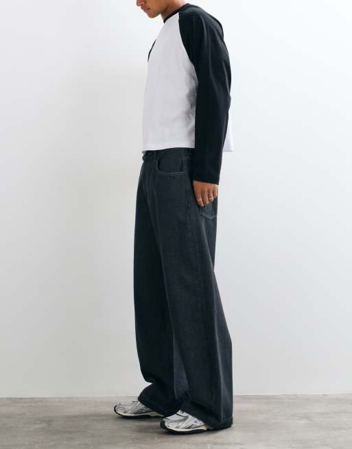 ASOS DESIGN barreljeans in raw wash zwart, 2 van 5