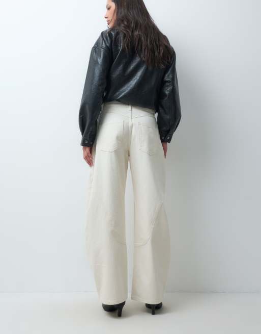 ASOS DESIGN barreljeans met gebogen naad in ecru, 5 van 5
