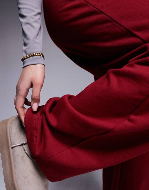 ASOS DESIGN barrell leg pull on jogger in burgundy, 5 of 5