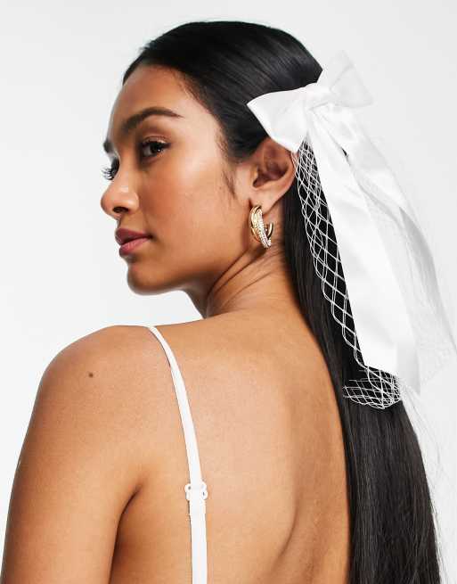 ASOS DESIGN - Barrette à cheveux de mariée en tulle avec nœud - Ivoire, 3 de 4