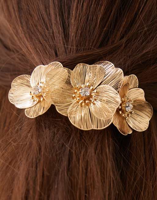 ASOS DESIGN - Barrette avec fleurs métalliques - Doré, 2 de 3