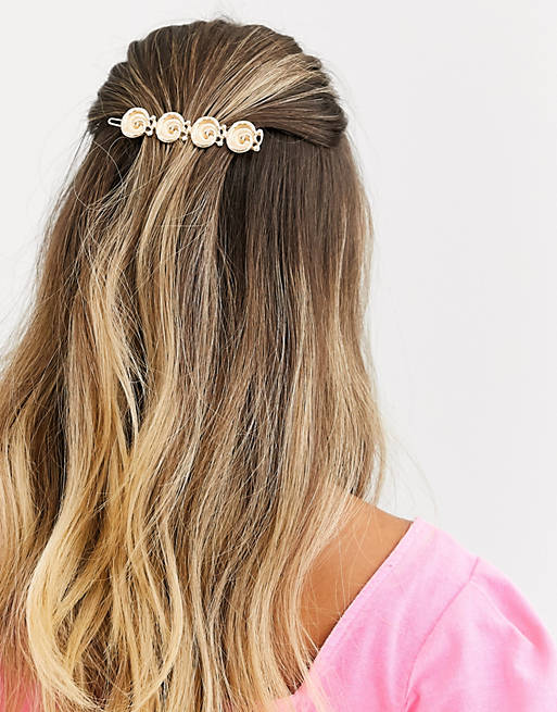 ASOS DESIGN barrette hair clip with metal swirl in gold tone | ASOS
