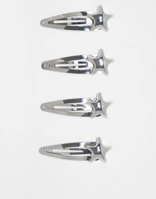 ASOS DESIGN - Barrettes à cheveux avec étoile bombée - Argenté