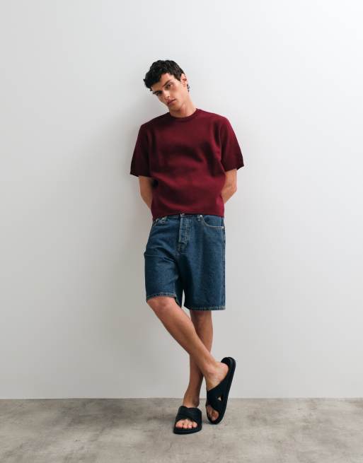 ASOS DESIGN – Bärröd, stickad t-shirt i oversize med tryck, 5 av 5