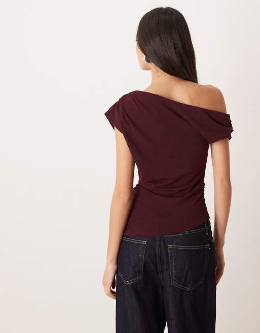 ASOS DESIGN – Bärröd, stickad topp med sänkt axelsöm, 4 av 4