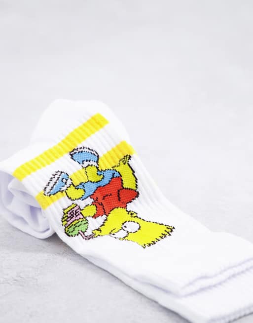 ASOS DESIGN Bart Simpson sports socks in white