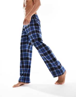 ASOS DESIGN lounge pyjama bottoms in blue check - ASOS Price Checker