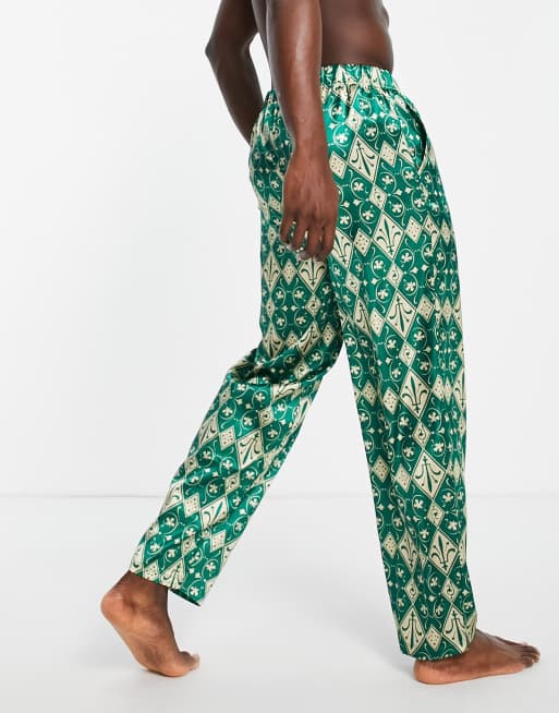 ASOS DESIGN Bas de pyjama d ensemble en satin avec imprime ASOS