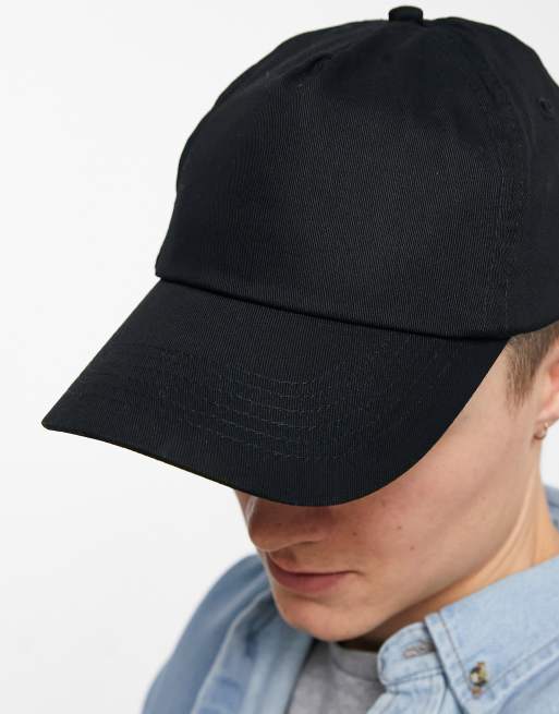 ASOS Design Plain Baseball Cap with Improved Fit in Black