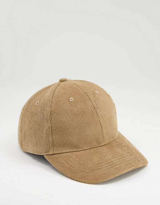 ASOS DESIGN baseball cap in brown cord