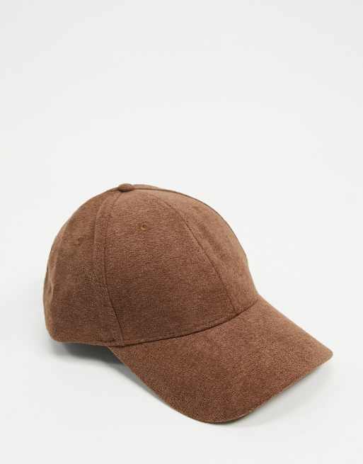 ASOS DESIGN baseball cap in brown faux suede | ASOS