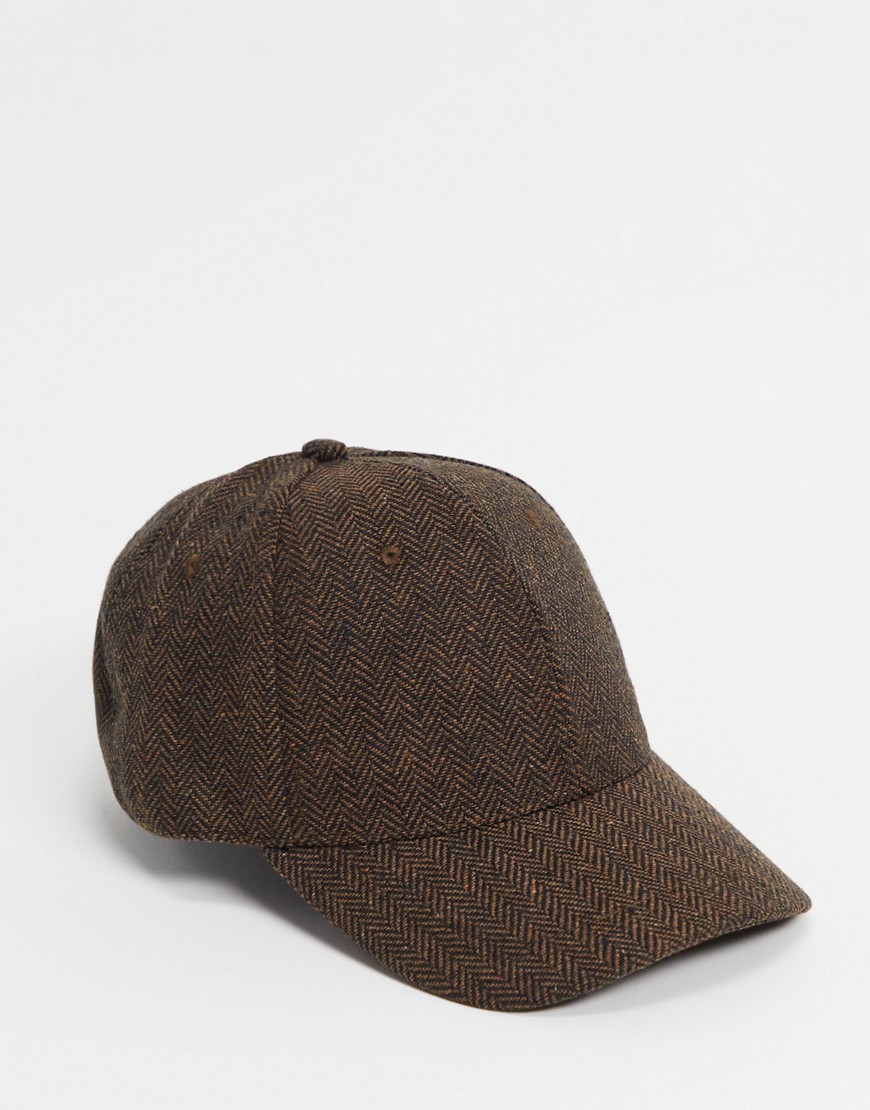 ASOS DESIGN baseball cap in brown heritage check